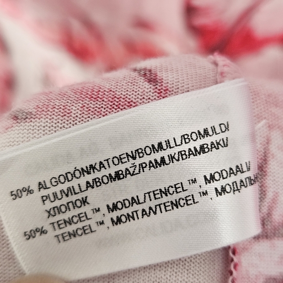 Calida Tulip Floral Pink 3/4 Sleeve Dress Sz M Coastal Midi Free Flow Dress - Picture 8 of 12